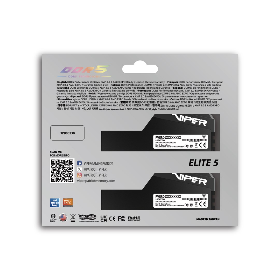 Patriot Viper Elite 5 Ultra DDR5 2x48GB 6400MHz CL32 Black