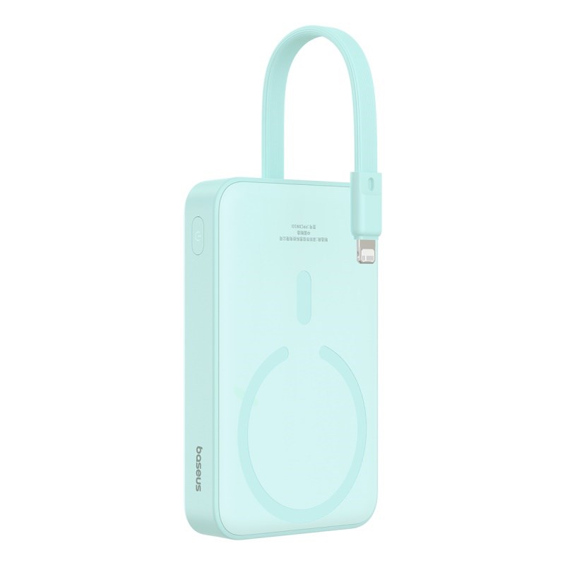 Powerbank Baseus Magnetic Mini Wireless 10000mAh 20W+kabel USB C-USB C (peppermint blue)