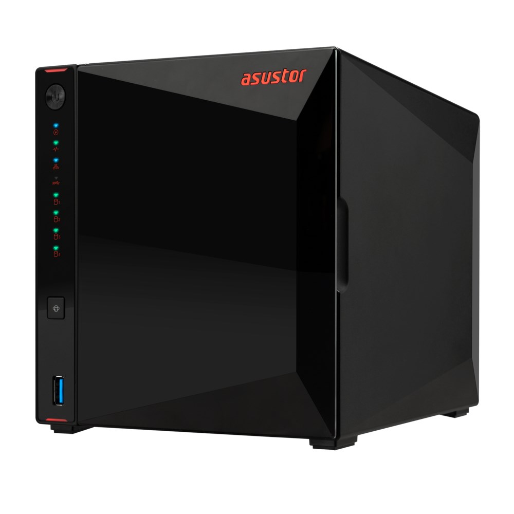 NAS Asustor AS5404T; Tower; 4x (3.5" SATA HDD/ 2.5" SSD); Intel Celeron N5105; 4GB DDR4 SODIMM (max. 16GB), 2x 2.5GbE 4x M.2 2280 NVMe PCIe 3.0, 3x USB 3.2 Gen, 1x HDMI 2.0b