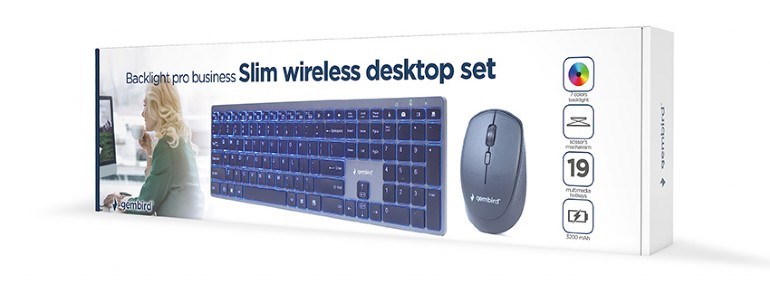 Gembird KBS-ECLIPSE-M500 klawiatura Dołączona myszka RF Wireless QWERTY US English Czarny