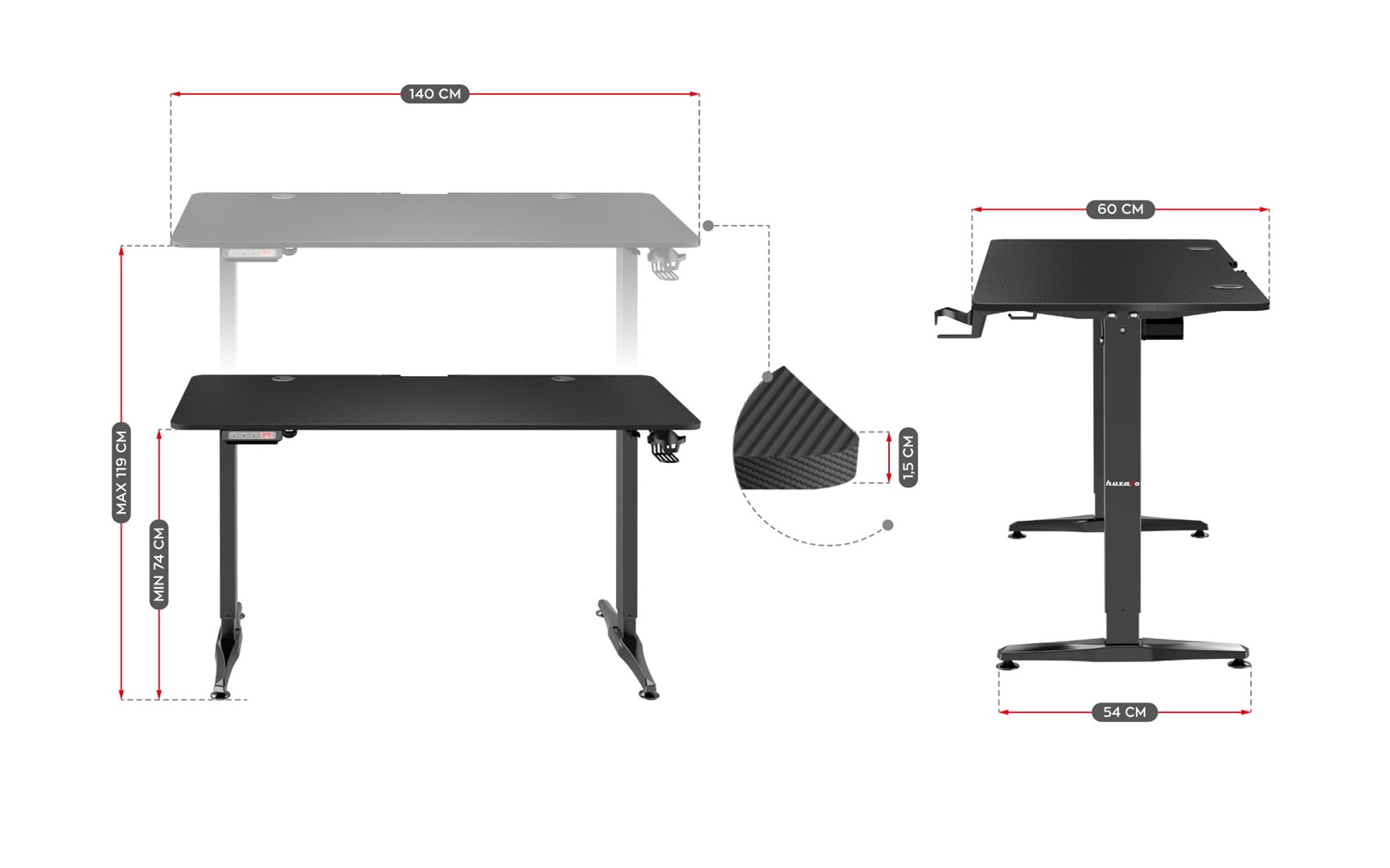 Biurko gamingowe Huzaro Hero 8.5 Black