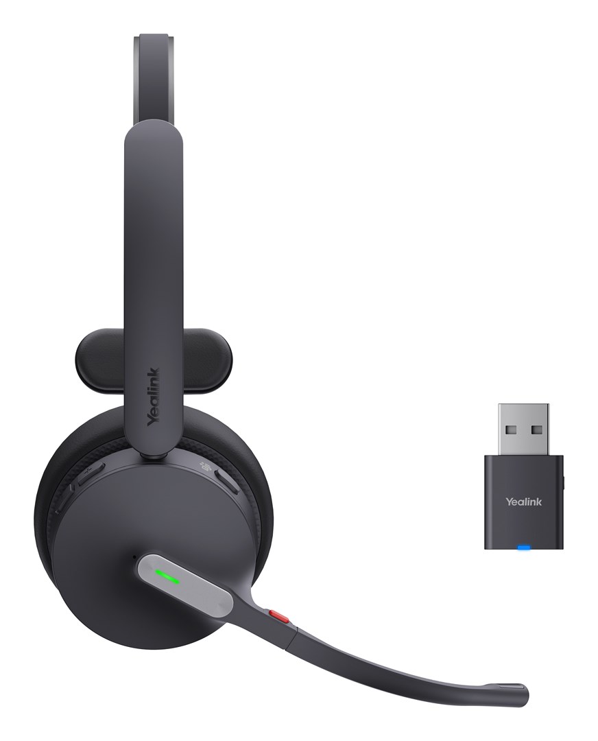 Yealink WH64 Hybrid Mono Teams Zestaw słuchawkowy Bezprzewodowy Opaska na głowę Biuro/centrum telefoniczne Micro-USB Bluetooth Czarny