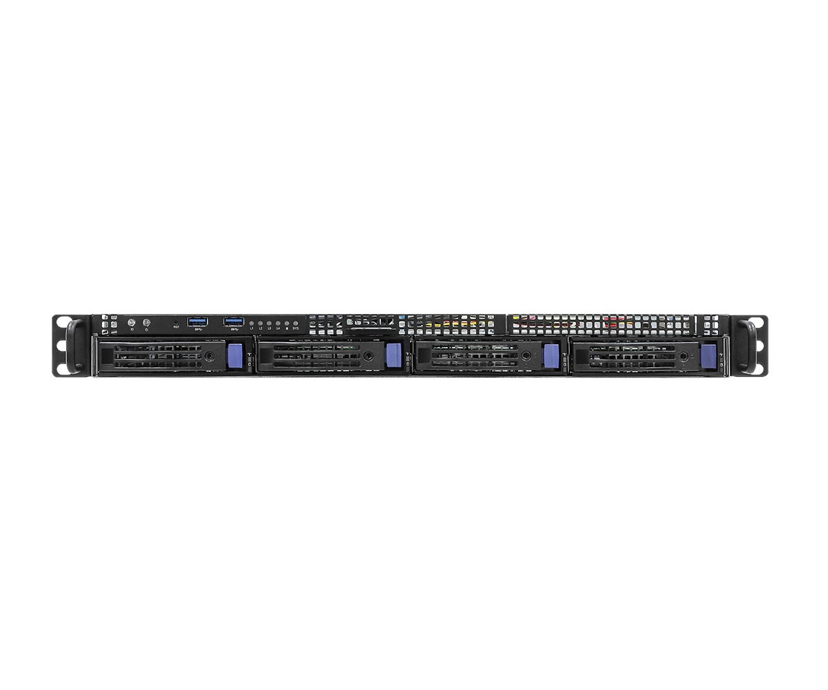 Platforma ASRock Rack (1U) Intel E-24XX/6300 (4xLFF, 2x1GbE, 2x10Gbe, IPMI, 1+1 450W)