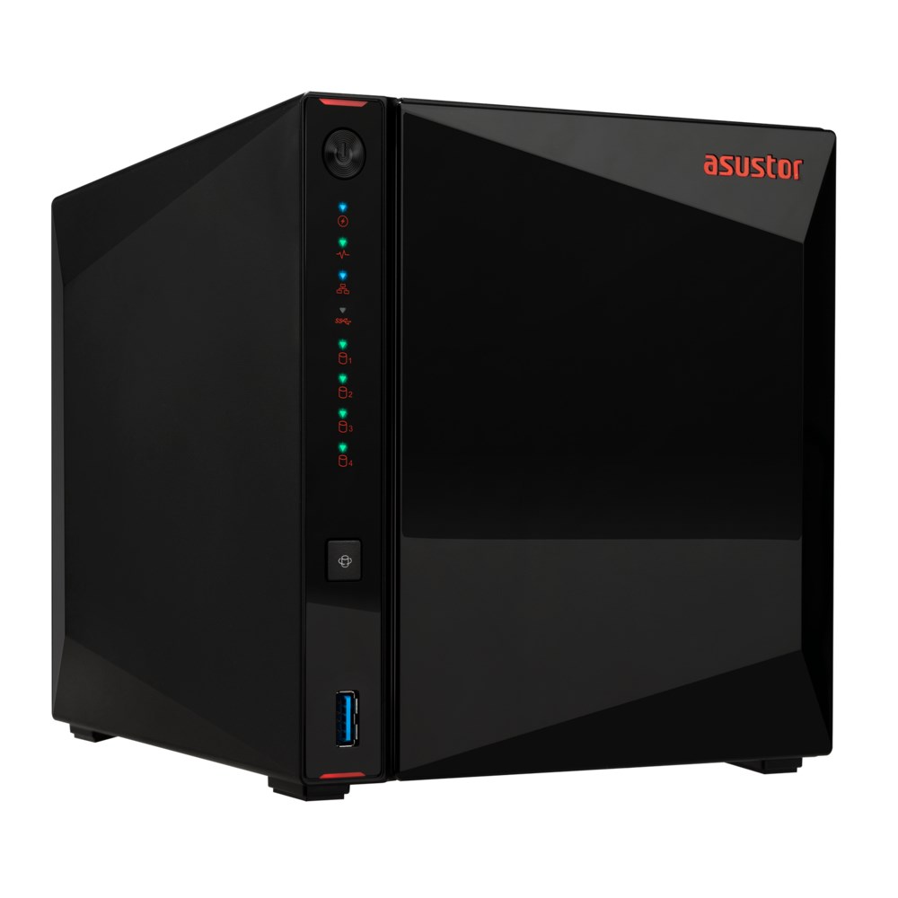 NAS Asustor AS5404T; Tower; 4x (3.5" SATA HDD/ 2.5" SSD); Intel Celeron N5105; 4GB DDR4 SODIMM (max. 16GB), 2x 2.5GbE 4x M.2 2280 NVMe PCIe 3.0, 3x USB 3.2 Gen, 1x HDMI 2.0b