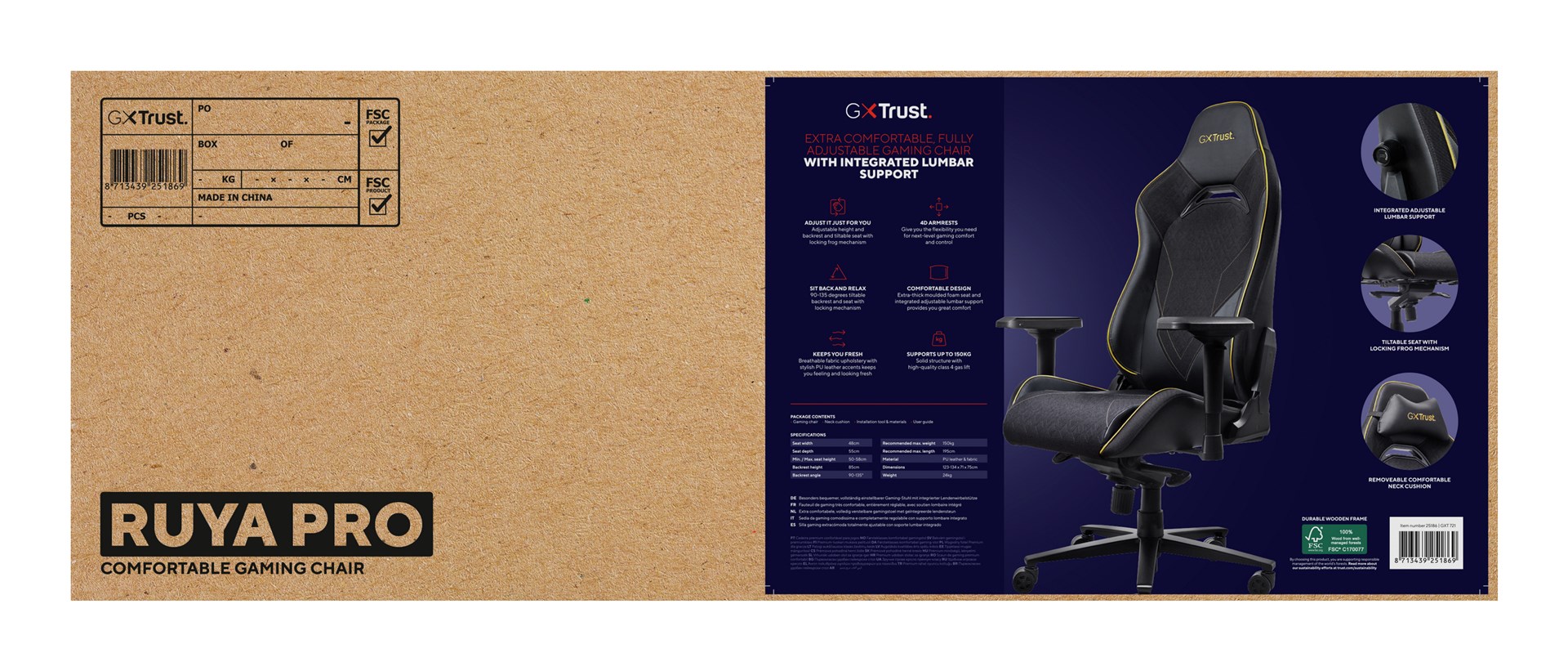 Fotel gamingowy Trust GXT721 Ruya Pro Premium Black