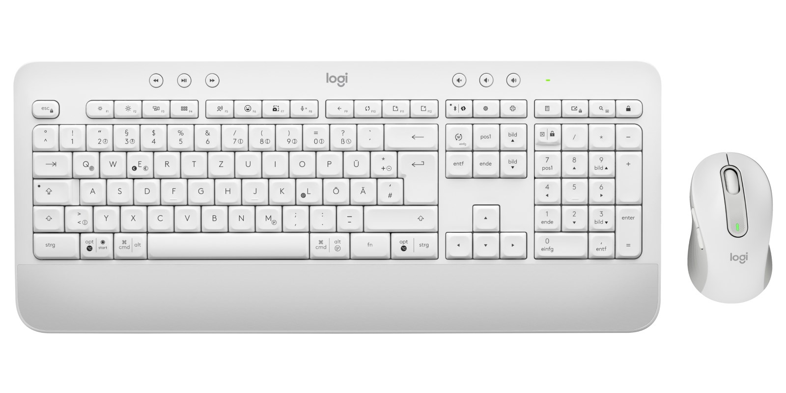 Logitech Signature MK650 Combo For Business klawiatura Dołączona myszka Biuro Bluetooth QWERTZ Niemiecki Biały