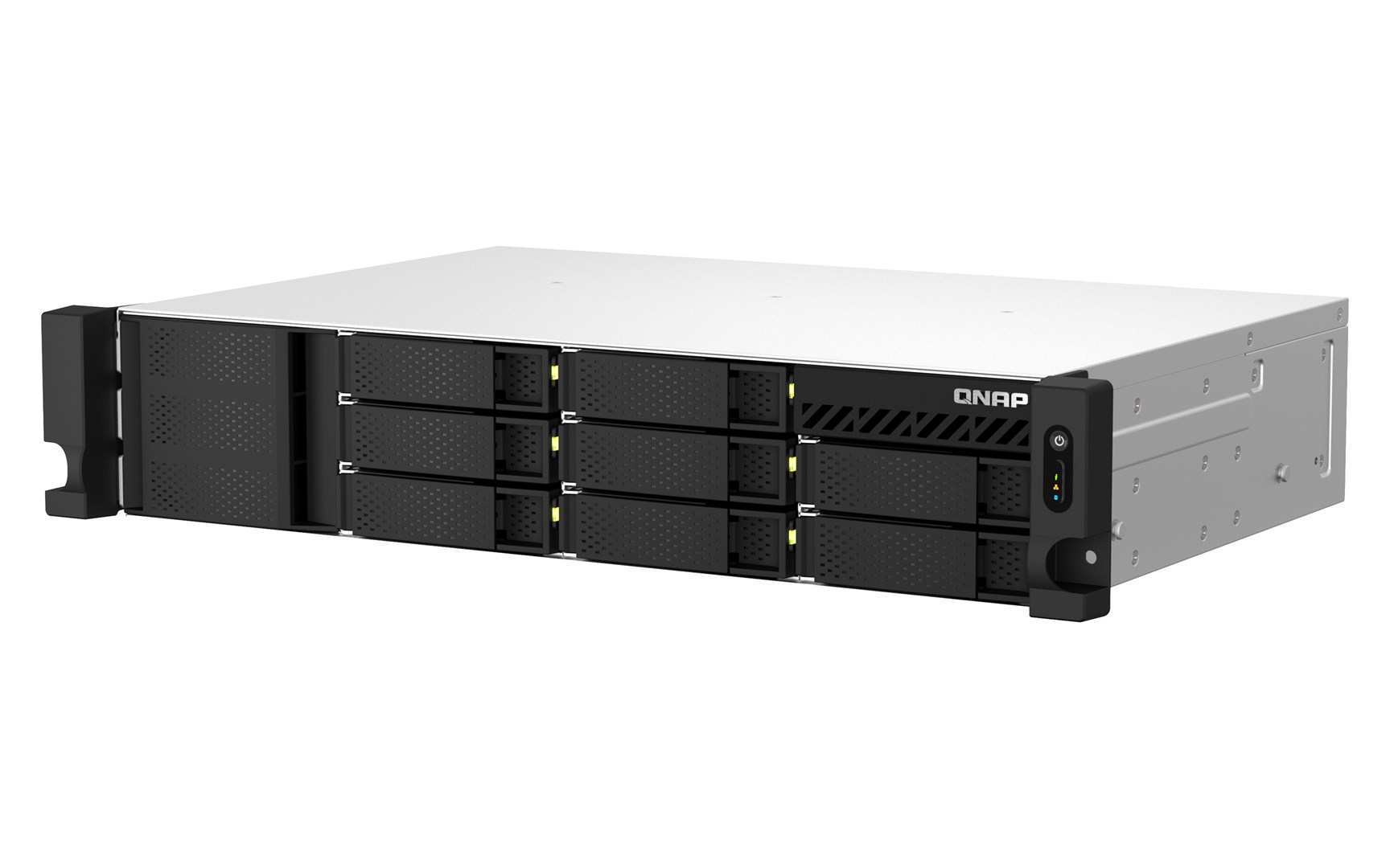 Qnap TS-864eU-8G, 2U, 8 x 2.5"/3.5" SATA, Intel Celeron N5095 4C/4T, 8 GB DDR4 onboard not expandable, 2 x 2.5GbE, Single PSU (not upgradeable to RP)