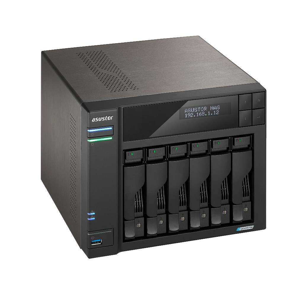 NAS Asustor AS6706T; Tower; 6x (3.5" SATA HDD/ 2.5" SSD); Intel Celeron N5105; 8GB DDR4 SODIMM (max. 16GB), 2x 2.5GbE, 4x M.2 2280 NVMe PCIe 3.0, 2x USB 3.2 Gen, 1x HDMI 2.0b, 1x optional 10 GbE card