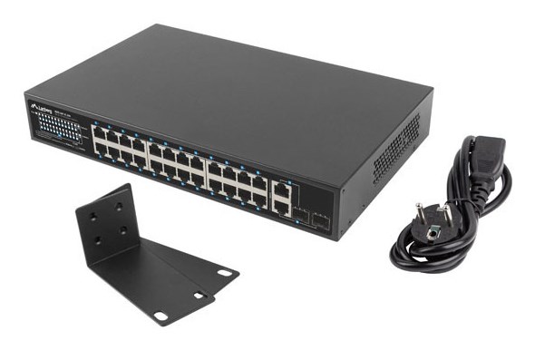 SWITCH LANBERG RSFE-24P-2C-250 24X 100MB POE+/2X COMBO RACK 19" GIGABIT ETHERNET 250W