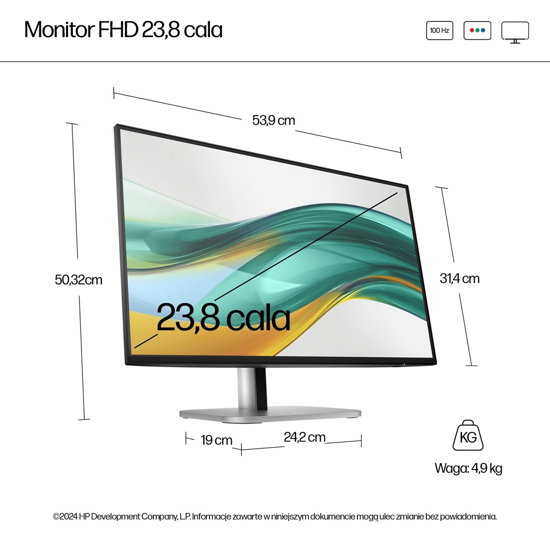 MONITOR HP LED 23,8” S5 Pro 524pf (9D9L6A5)