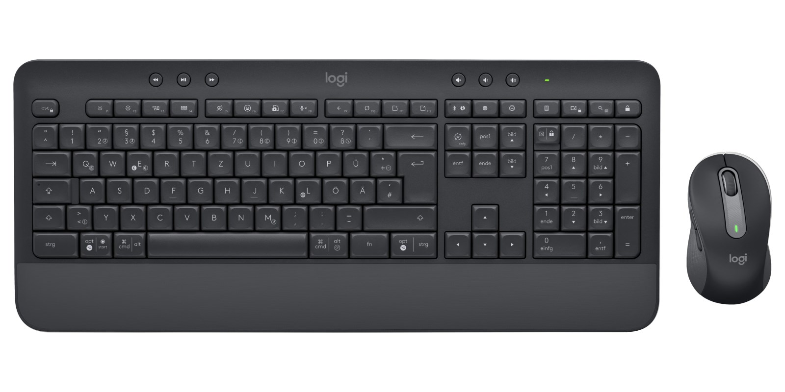 Logitech Signature MK650 Combo For Business klawiatura Dołączona myszka Biuro Bluetooth QWERTZ Niemiecki Grafitowy