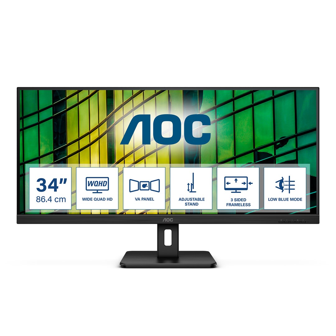 AOC U34E2M monitor komputerowy 86,4 cm (34") 3440 x 1440 px Wide Quad HD Czarny