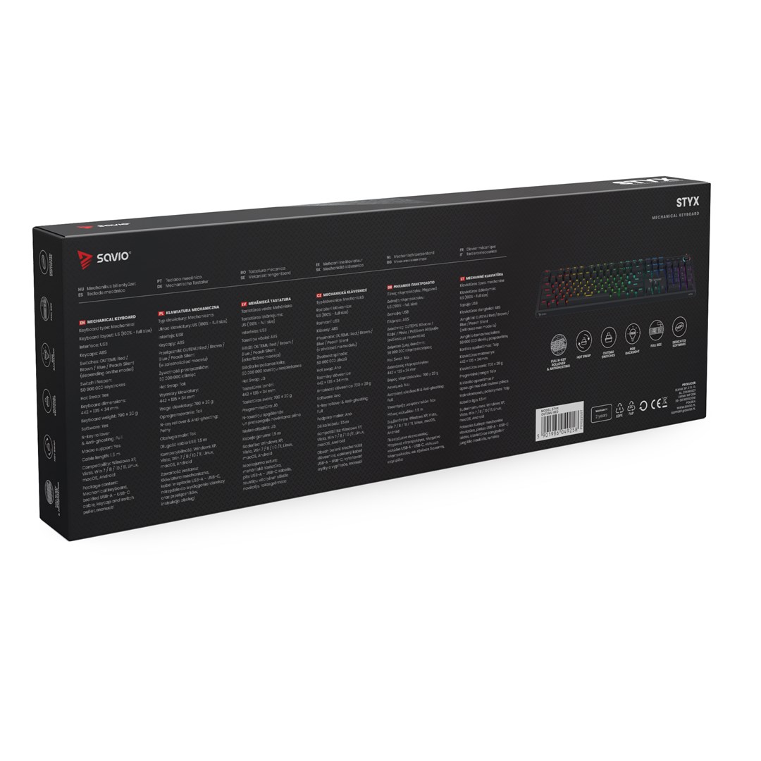SAVIO KLAWIATURA MECHANICZNA STYX OUTEMU PEACH SILENT HOT SWAP RGB