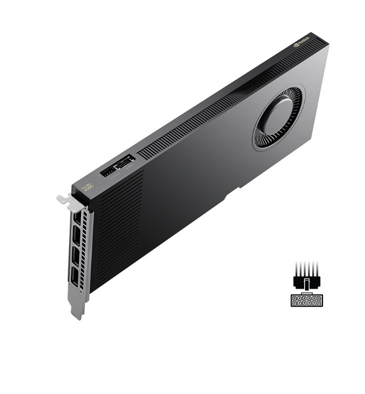 PNY RTX PRO 4000 Blackwell, 24 GB GDDR7 ECC 192-bit, 140W, PCI Express 5.0 x16, 4 x Display Port 2.1, ATX bracket, 1x CEM5 16-pin power supply cable, FHML Single Slot, Small Box