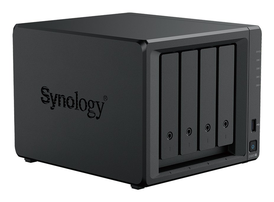 NAS Synology DS925+; Tower; 4x (3.5" SATA HDD); AMD Ryzer V1500B; 4 GB DDR4 ECC SODIMM (max. 32GB)
