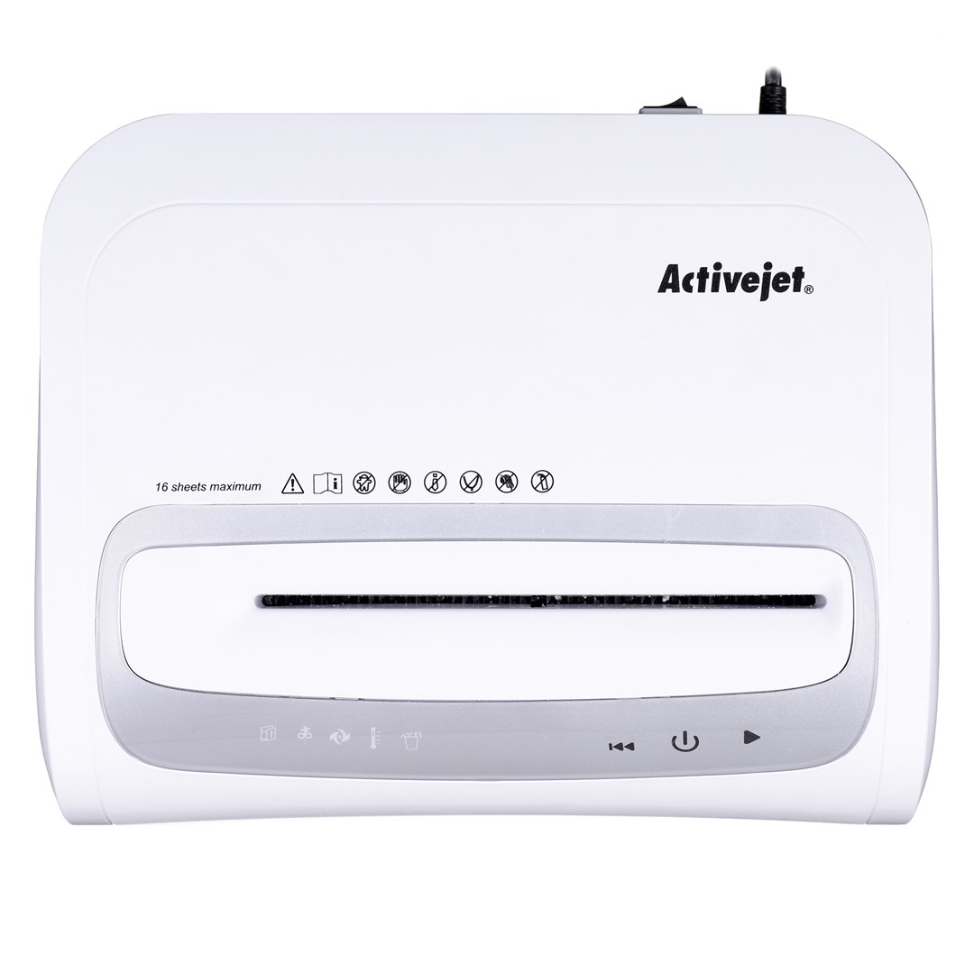 Niszczarka Activejet ASH-1602M, P-5, 28 l, ścinki 2x14 mm, 16 kartek, biała