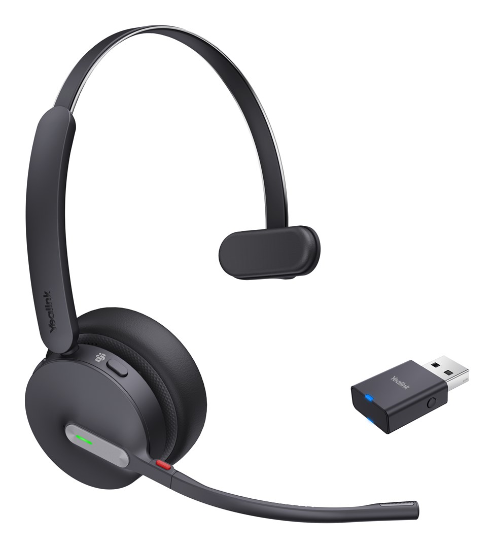 Yealink WH64 Hybrid Mono Teams Zestaw słuchawkowy Bezprzewodowy Opaska na głowę Biuro/centrum telefoniczne Micro-USB Bluetooth Czarny