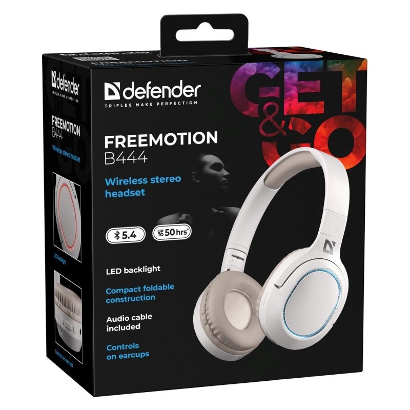 DEFENDER SŁUCHAWKI NAUSZNE BLUETOOTH FREEMOTION B444 BEŻOWE 63444