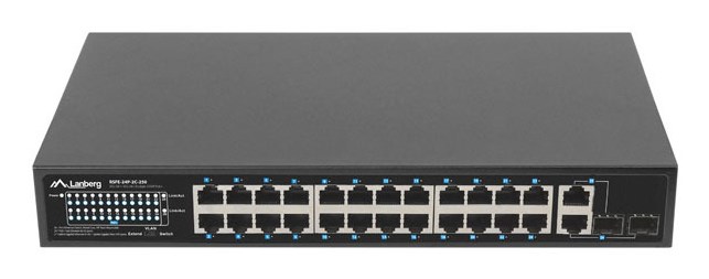SWITCH LANBERG RSFE-24P-2C-250 24X 100MB POE+/2X COMBO RACK 19" GIGABIT ETHERNET 250W