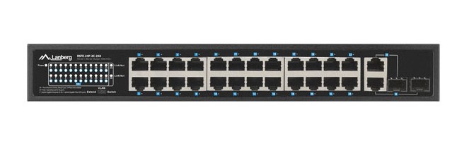 SWITCH LANBERG RSFE-24P-2C-250 24X 100MB POE+/2X COMBO RACK 19" GIGABIT ETHERNET 250W