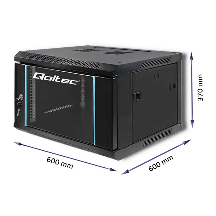 Szafa wisząca QOLTEC RACK 19" 6U 600X370X600 czarna