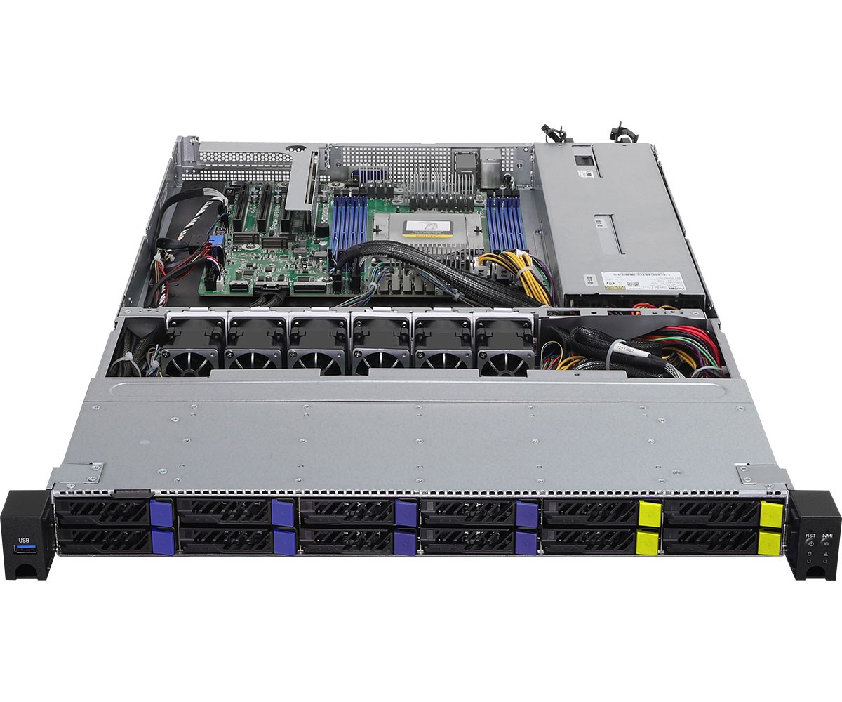 Platforma AsRock Rack (1U) 1U8S4E-GENOA/2T AMD Epyc 9005/9004 (8x 2,5" SATA HS, 4x 2,5" NVMe HS, 2xM.2, 2x10Gbe, IPMI, 1+1 750W)