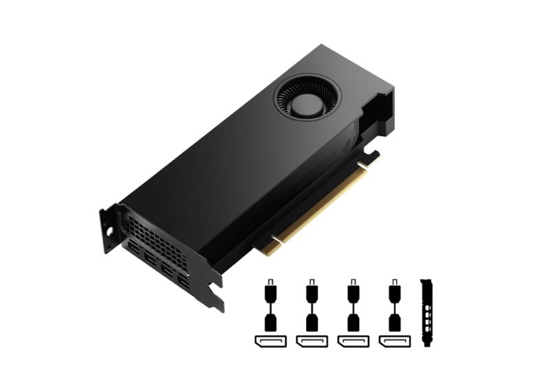 Karta graficzna PNY NVIDIA RTX 4000 SFF Ada Generation, 20 GB GDDR6 160-bit, PCIe 4.0 x16, Dual Slot, 4x Mini DP 1.4a, LP - ATX bracket, Retail, 1x mDP to DP adapter