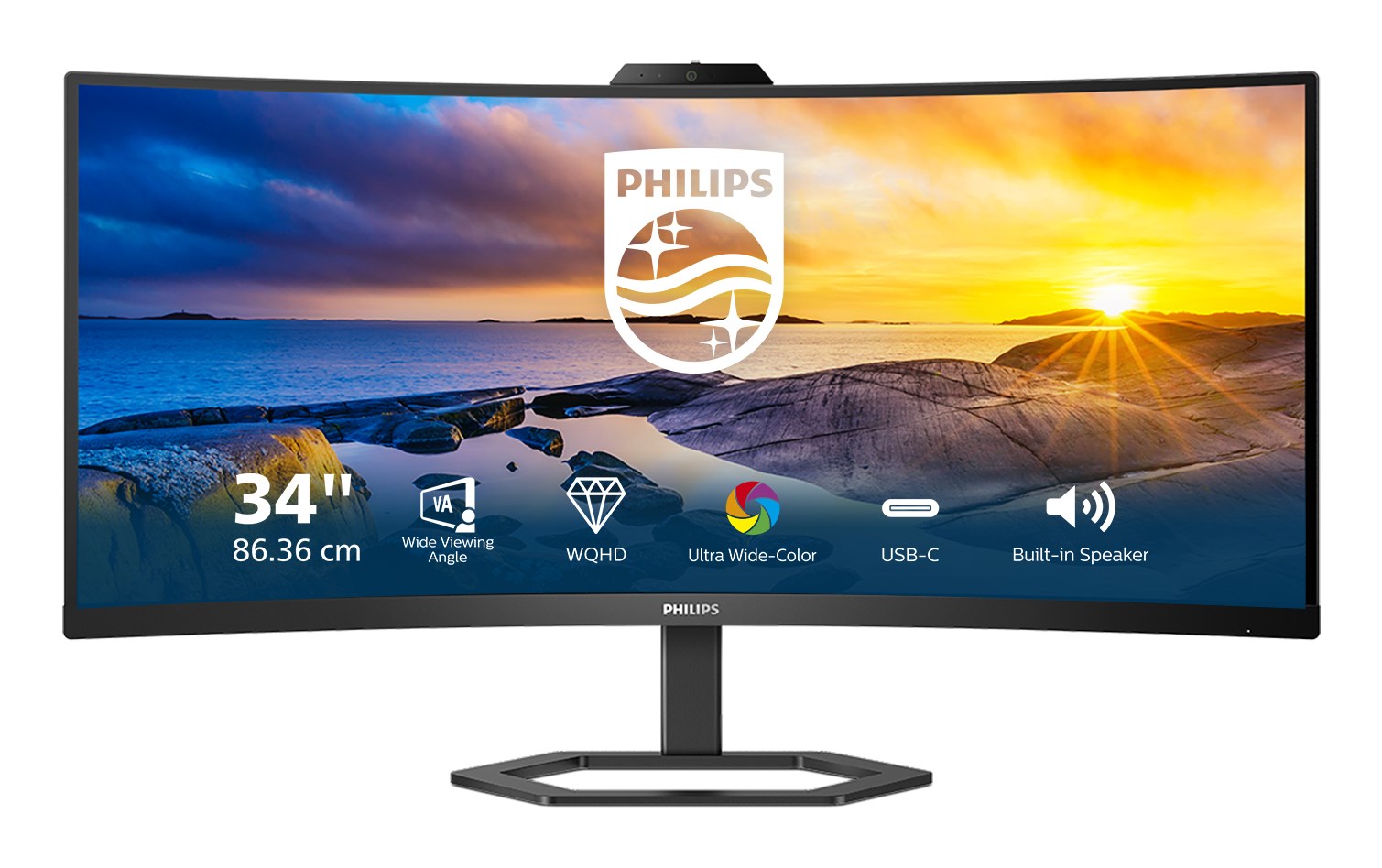 Philips | 34E1C5600HE/00 | 34 " | VA | 3440 x 1440 pikseli | 21:9 | 4 ms | 300 cd/m2 | Czarny | Ilość portów HDMI 1 | 100 Hz