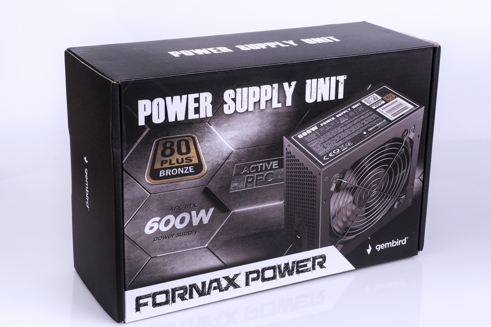 GEMBIRD ZASILACZ KOMPUTEROWY PSU80P-BBP-600 80+BRONZE ATX, 600W, AKTYWNE PFC, 12CM WENTYLATOR