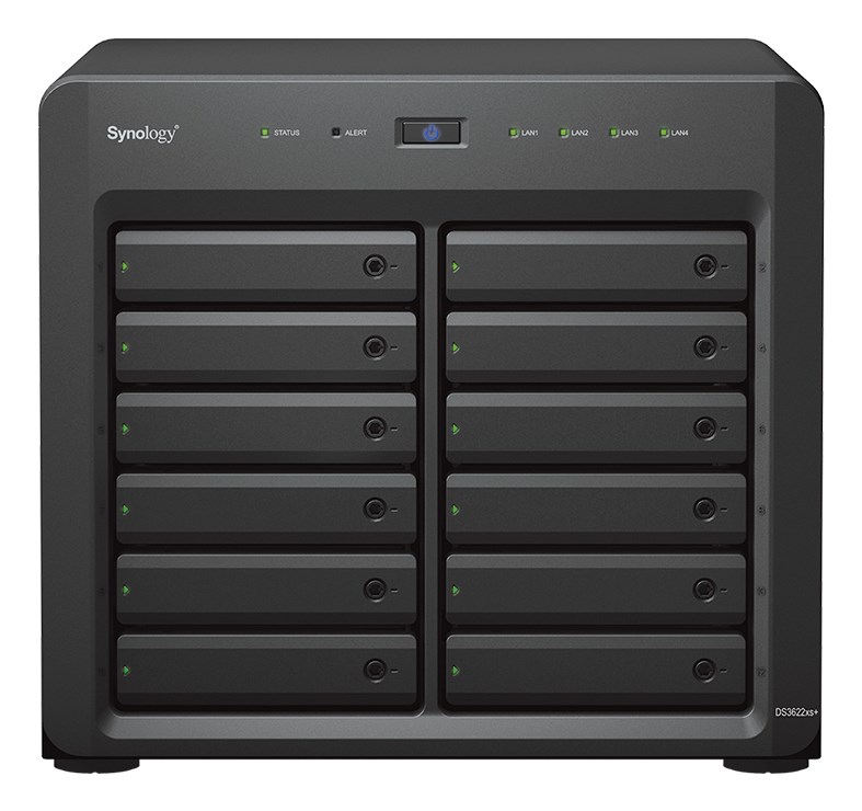 NAS Synology DS3622xs+; Tower; 12x (3.5”/2.5" SATA HDD/SSD); Intel Xeon D-1531;,16 GB DDR4 ECC SODIMM (max. 48GB),2 x 1GbE RJ-45, 2 x 10GbE RJ-45