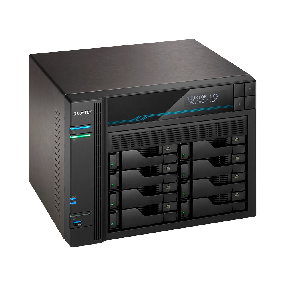 NAS Asustor AS6510T; LOCKERSTOR 10, 10x (3.5" SATA HDD/ 2.5" SSD), Intel ATOM C3538, 8GB DDR4 SODIMM (max. 64GB), 2x 10GbE, 2x 5GbE, 2x M.2 2280 NVMe PCIe 3.0, 2x USB 3.2