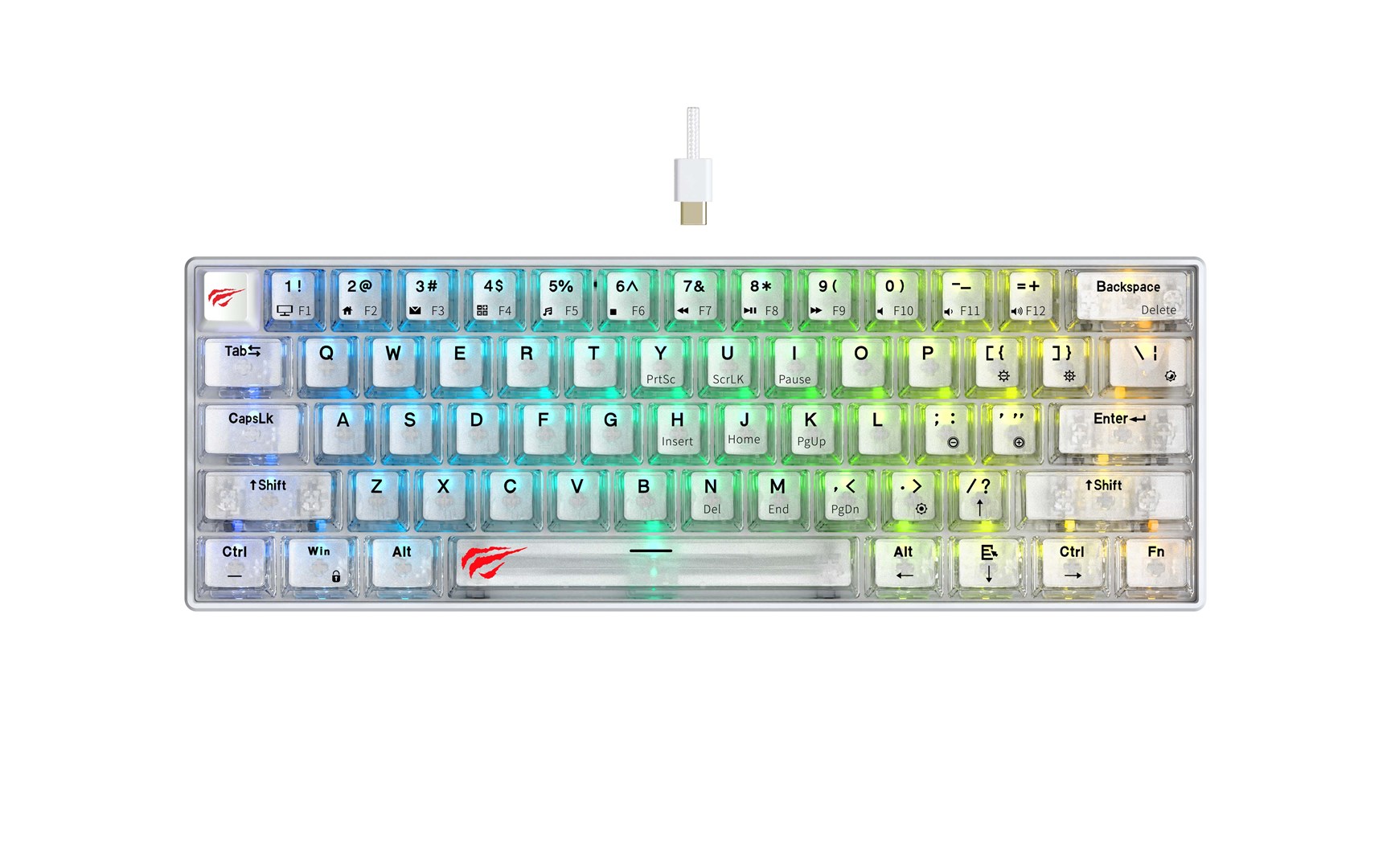 Klawiatura gamingowa Havit KB903L (biel transparentna)